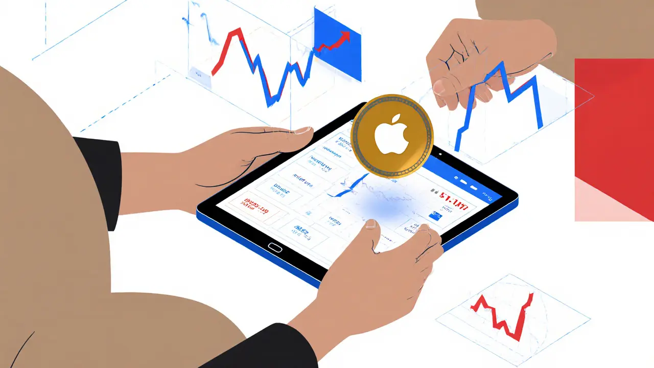 Utilisateur échangeant un token d'action contre un NFT utilitaire sur une interface de trading décentralisée.