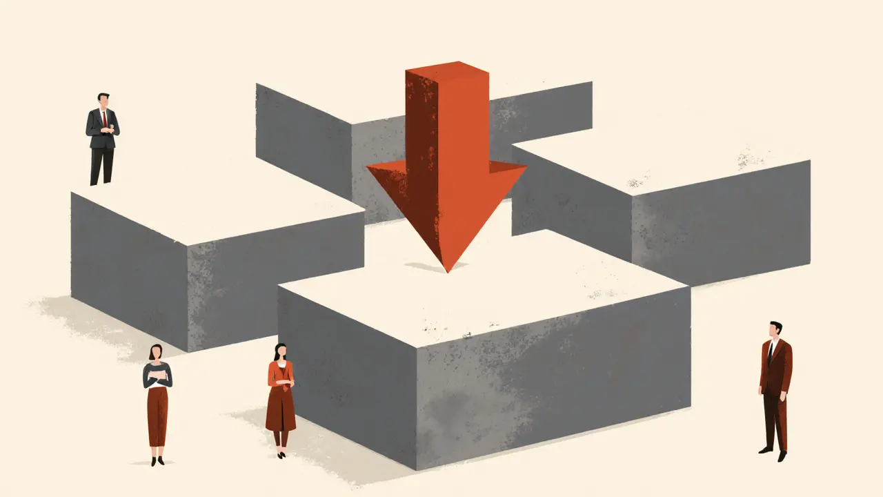 Un bloc de transaction qui se divise puis se réunit, illustrant la méthode de regroupement pour réduire les frais.