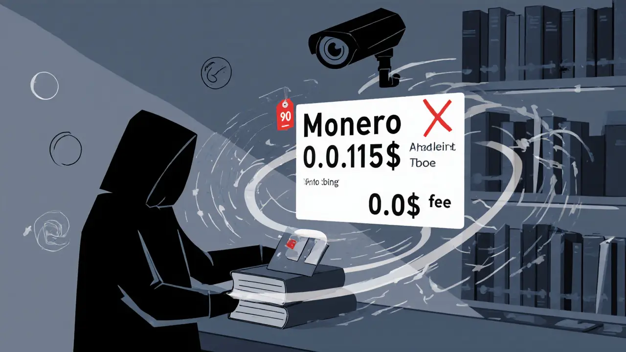 Achat anonyme à Berlin avec Monero, des signatures en anneau invisibles et une caméra barrée en illustration Bauhaus.