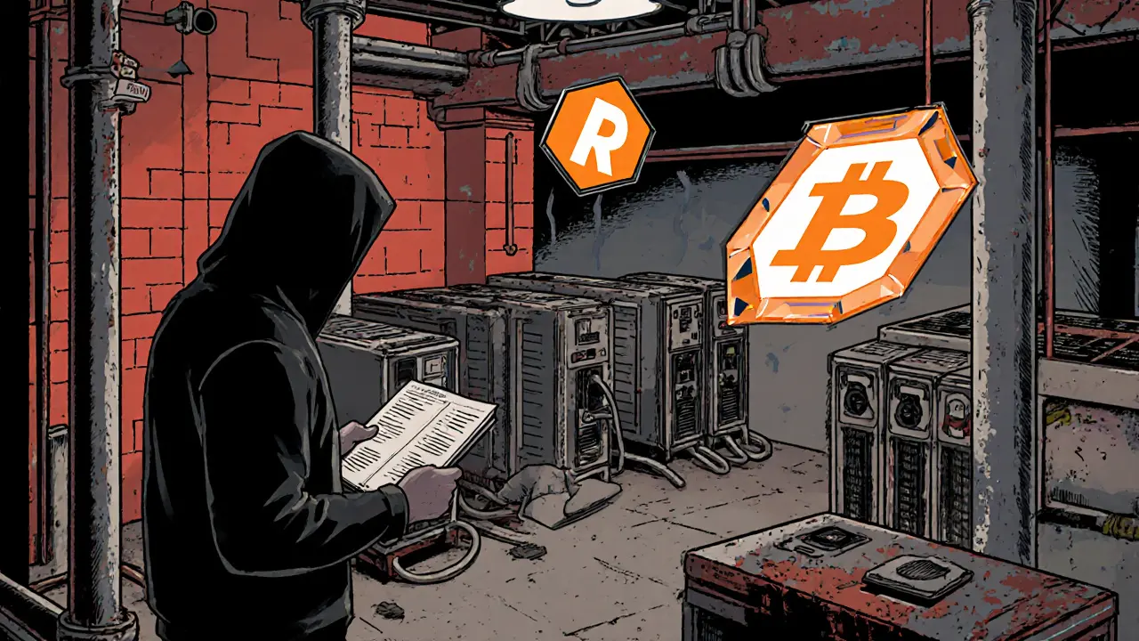 Ferme de mine illégale sous un immeuble de Téhéran, alimentée par des câbles volés et des générateurs.