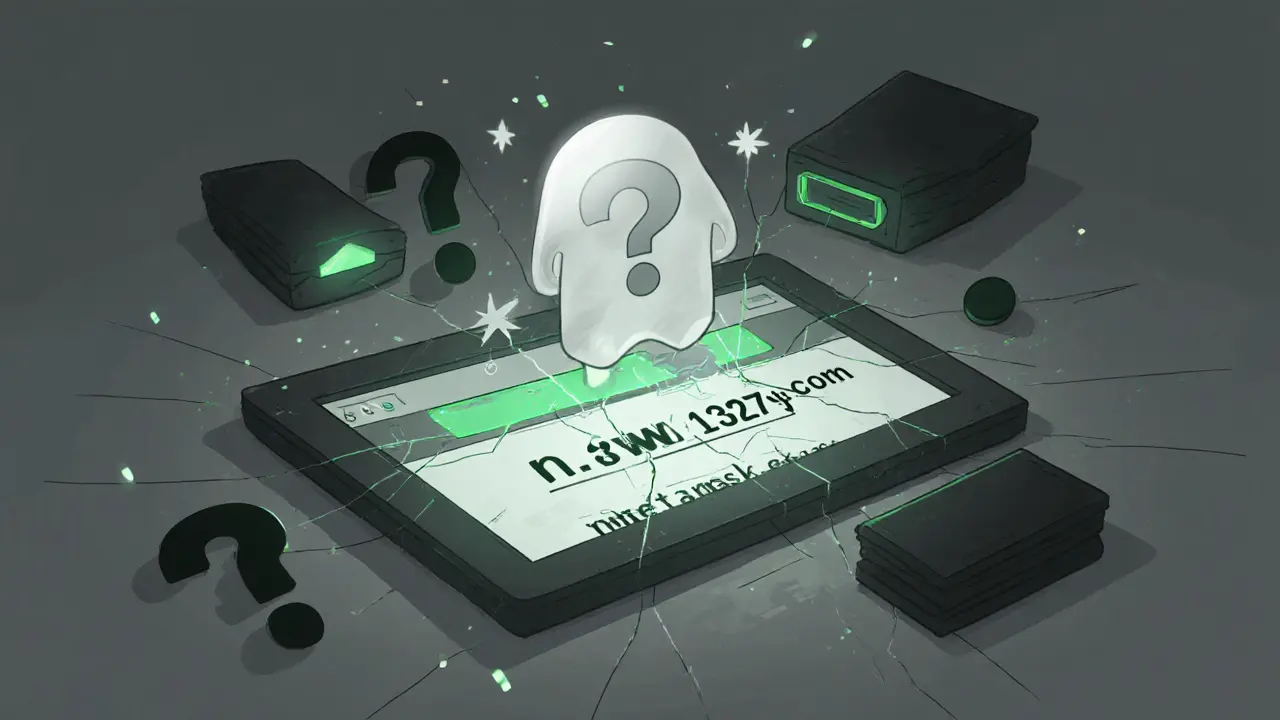 Un jeton fantôme flotte au-dessus d&#039;un écran affichant un prix quasi nul, entouré de questions et de portefeuilles abandonnés.