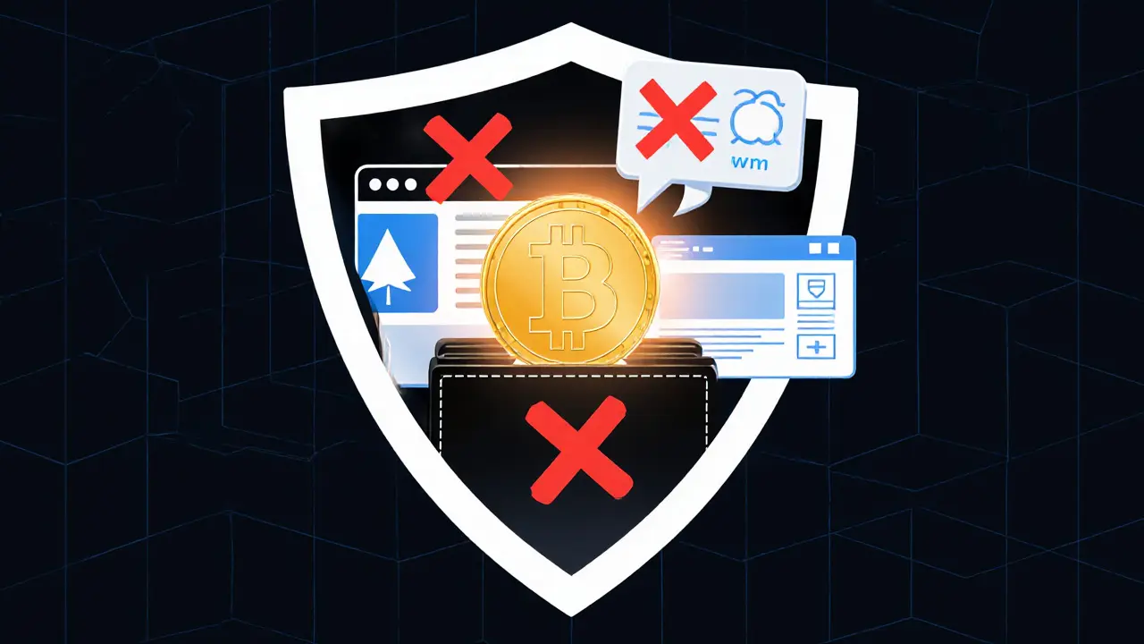 Un bouclier géométrique protège un portefeuille crypto contre des menaces numériques, un seul jeton WMX brille en sécurité.