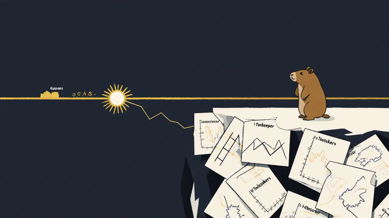 Un capybara sur un cliff de graphiques effondrés, regardant vers des projets TON stables qui brillent à l'horizon.