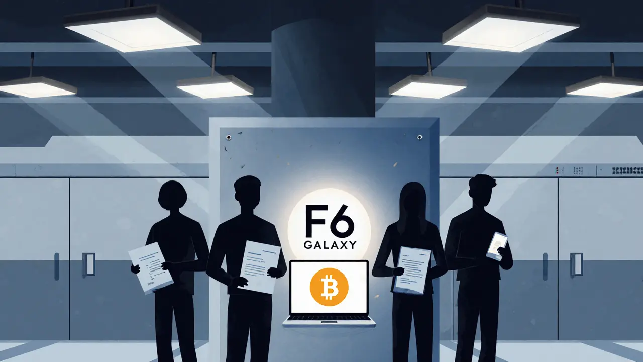 Équipe invisible derrière un nœud blockchain, avec des écrans éteints et des documents vides.