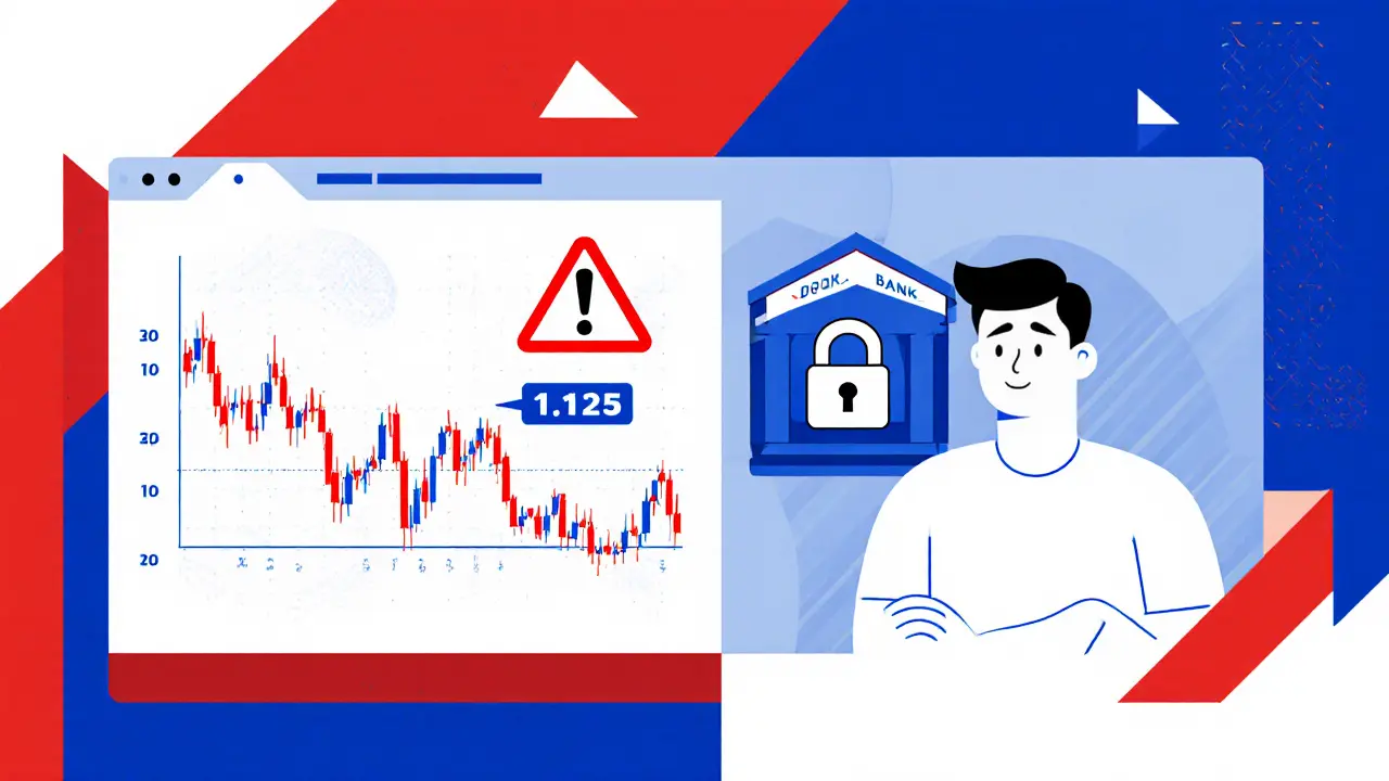 Scène contrastée d&#039;un trader à risque et d&#039;un dépôt sécurisé en dong vietnamien, en style géométrique Bauhaus.