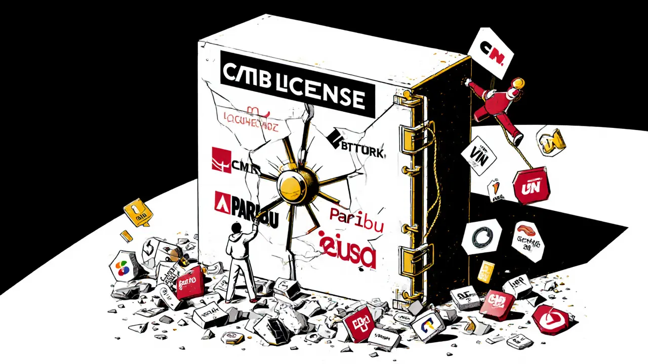 Un coffre-fort de licence ne contient que trois grandes bourses, les petites plateformes sont écrasées à l&#039;extérieur.