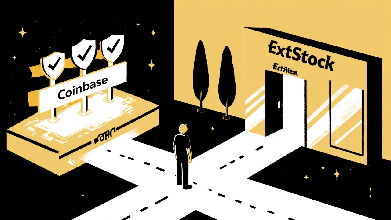 Utilisateur face à un croisement : sécurité vérifiée vs façade vide d&#039;ExtStock.