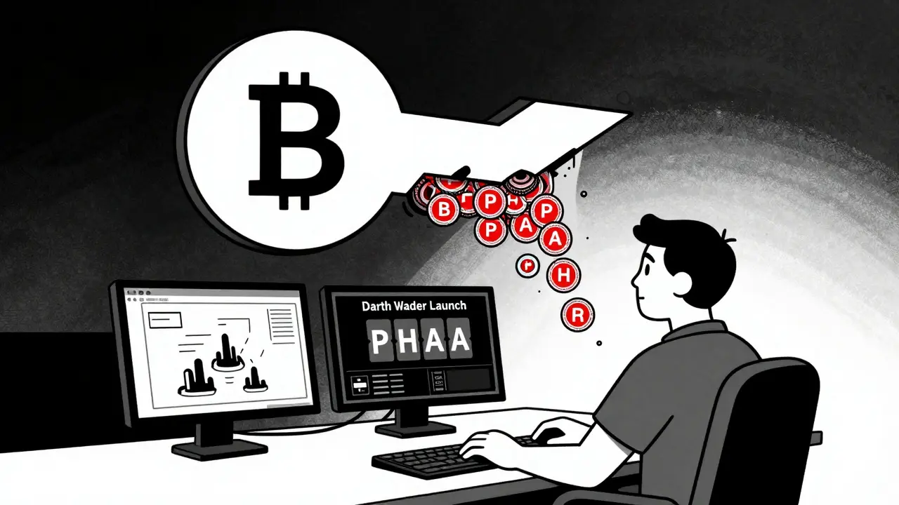 Technicien observant un nœud minier avec une clé blockchain s'ouvrant pour libérer des tokens PHA.