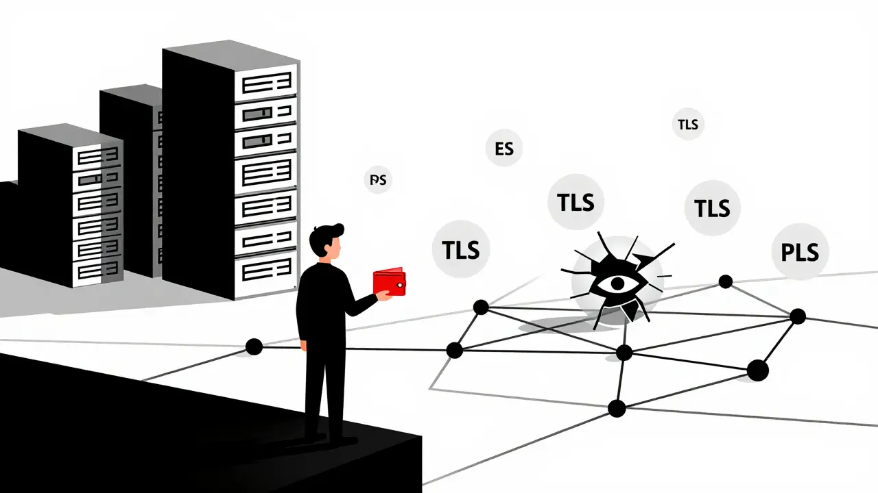 Utilisateur face à un réseau P2P instable, avec des serveurs centralisés à l'arrière et des nœuds vulnérables en avant.