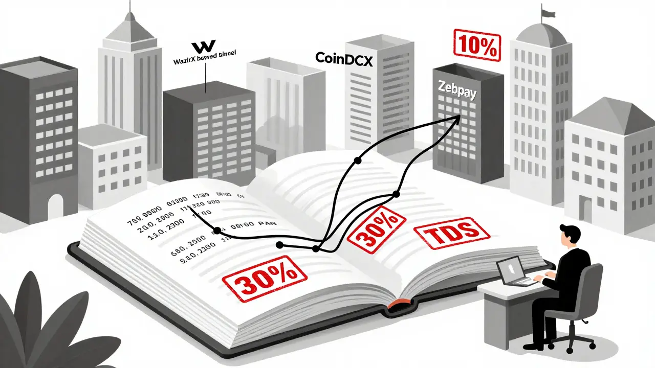 Grand registre numérique montrant les transactions crypto versées depuis des plateformes agréées en Inde.