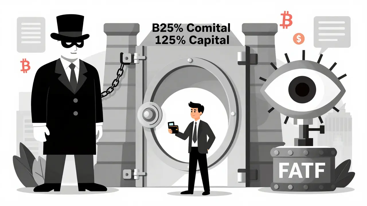 Investisseur face à des figures géométriques représentant les autorités réglementaires mondiales.