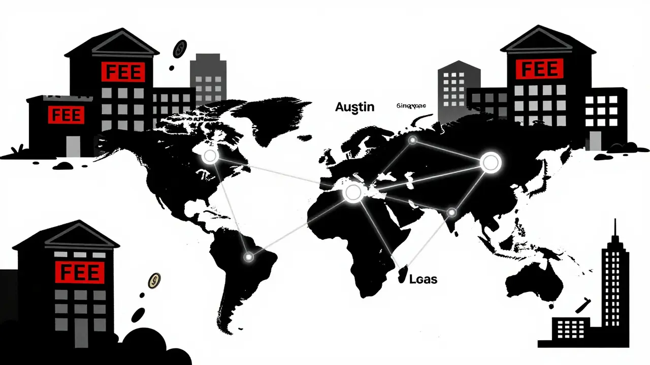 Réseau mondial de blockchain reliant des villes avec des jetons USDC, des banques traditionnelles s'effondrent.