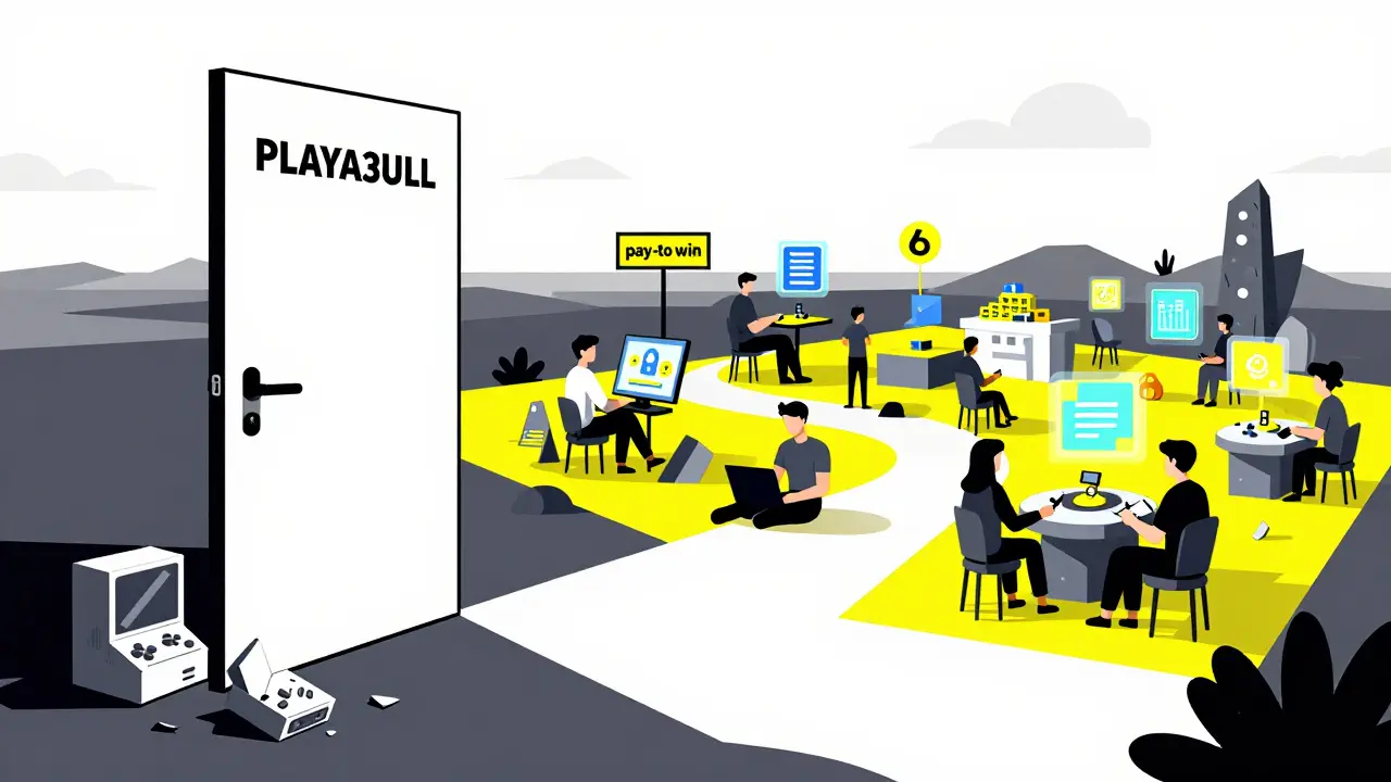 Porte d'accès à l'écosystème PLAYA3ULL contrastant avec des jeux obsolètes et une communauté active.