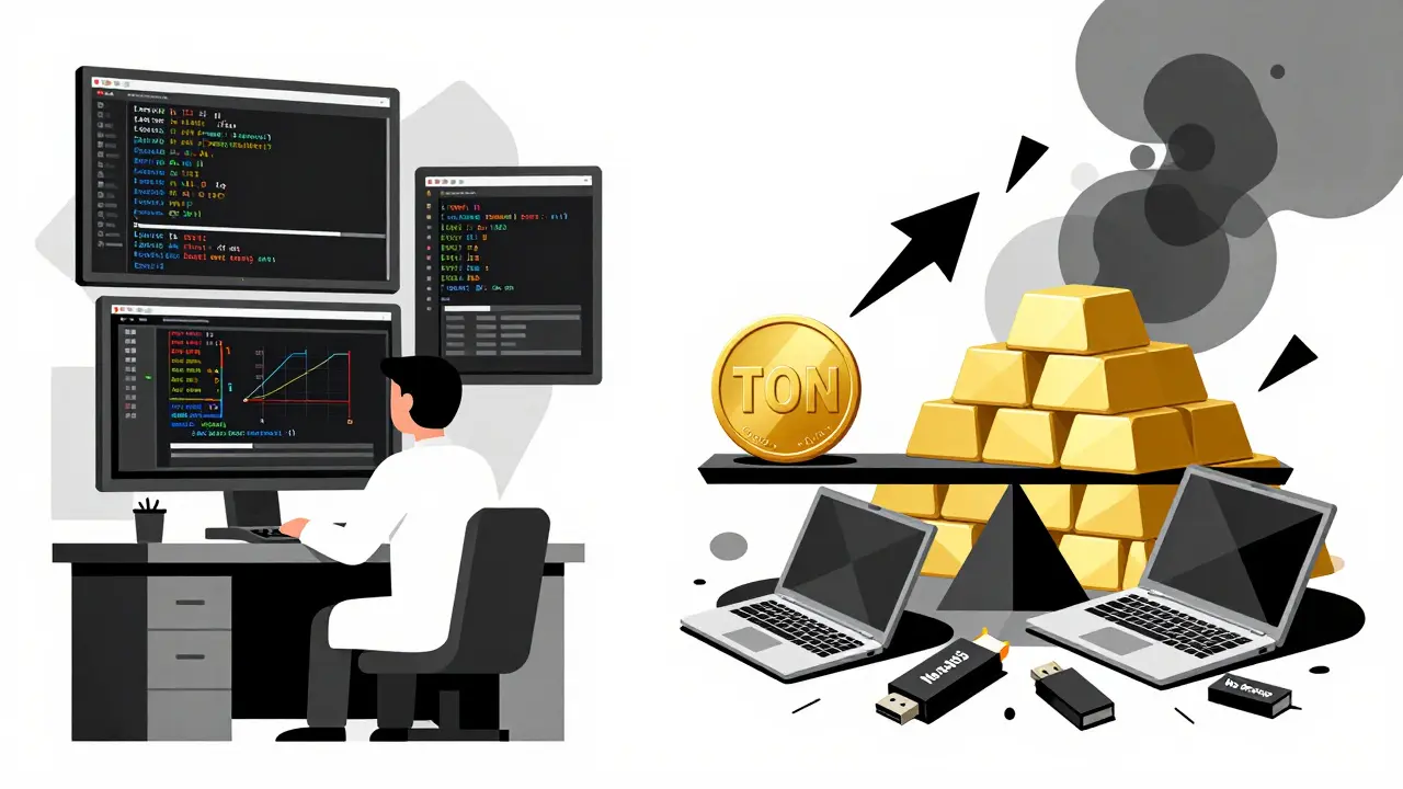 Scène comparant un opérateur technique discipliné à un échec causé par un serveur bon marché.