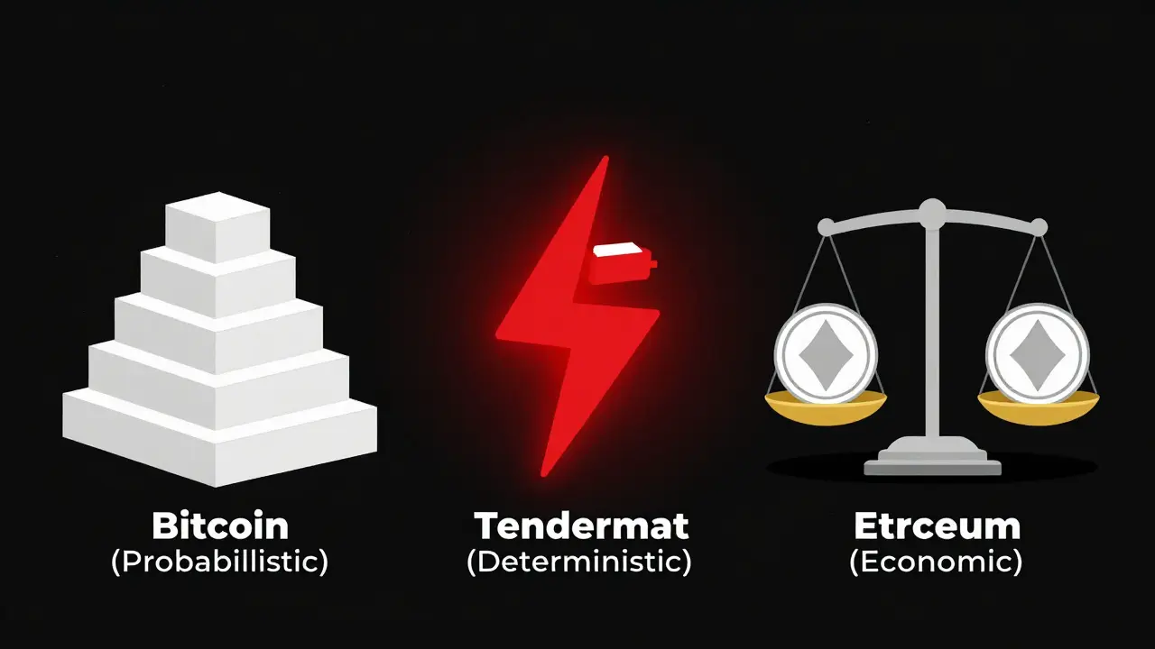 Comparaison de la finalité sur les différentes blockchains