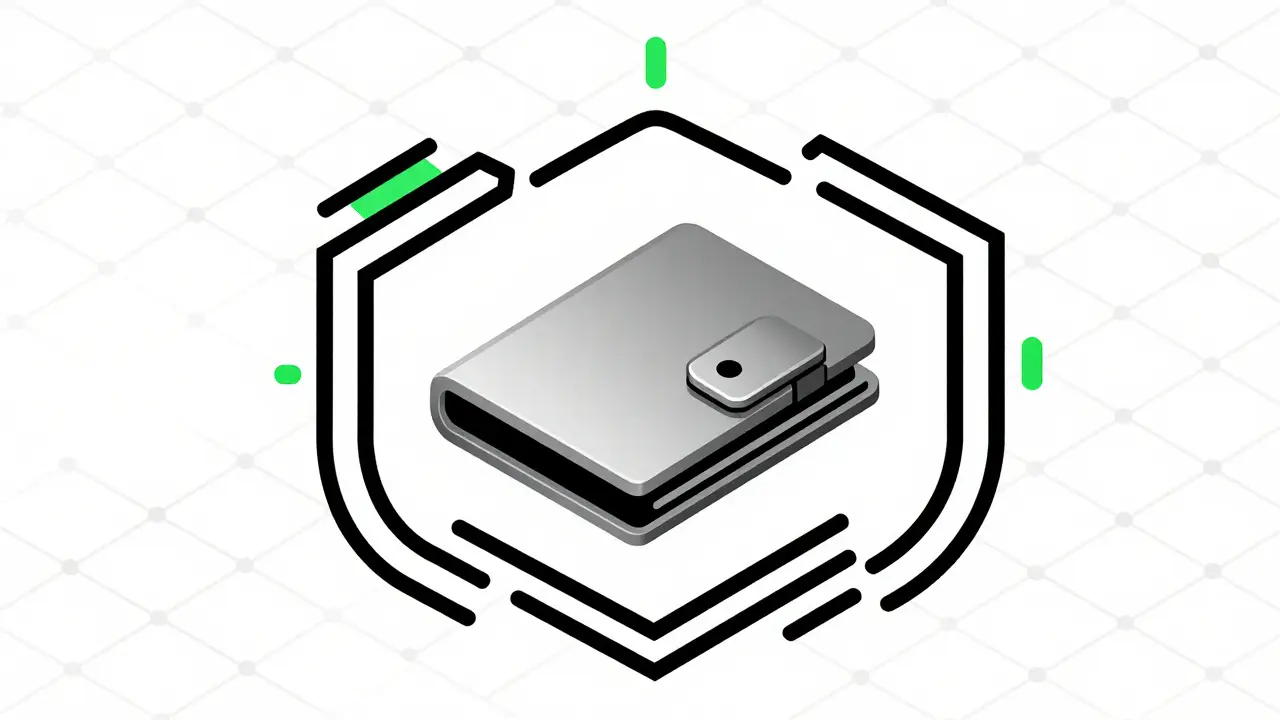 Portefeuille numérique protégé par des symboles de sécurité géométriques.