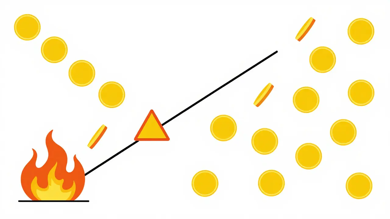 Schéma abstrait de la redistribution de jetons cryptographiques déflationnistes