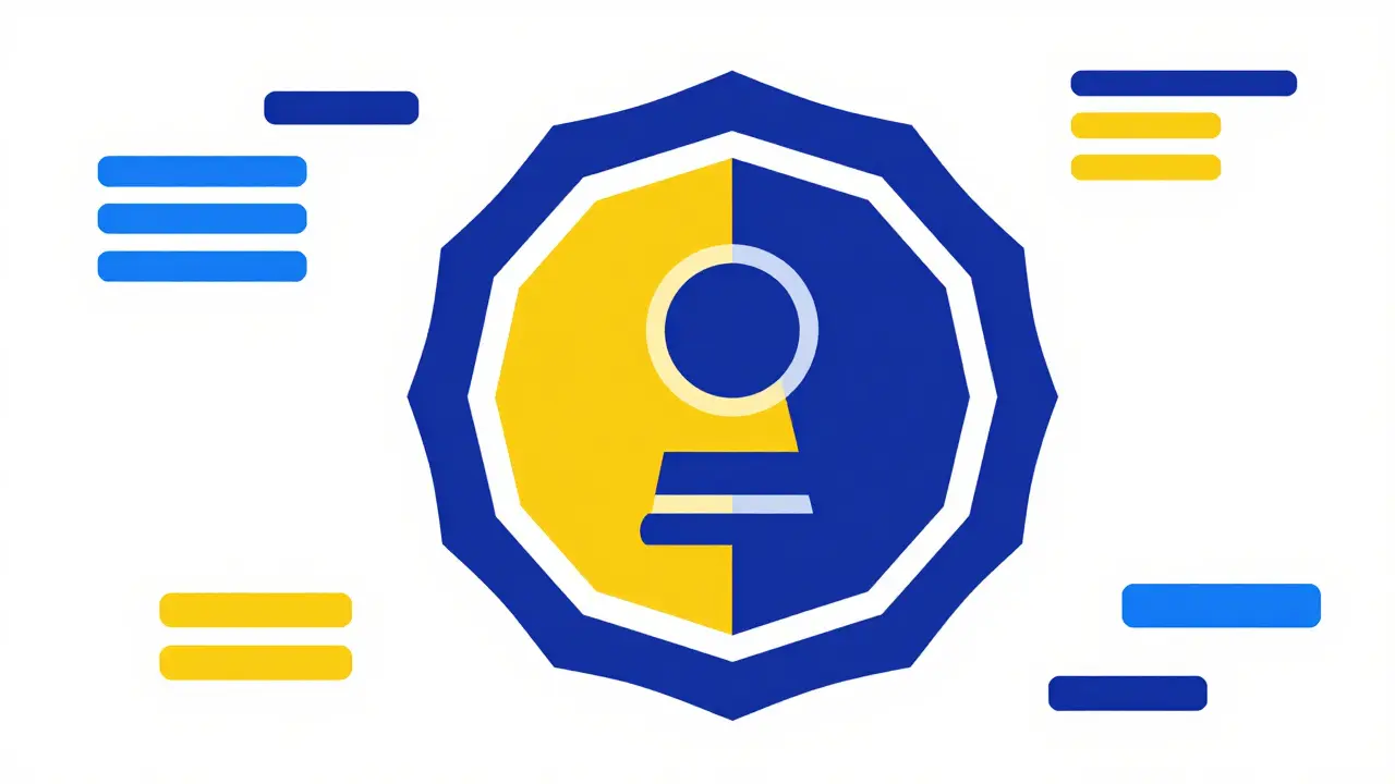 Un sceau géométrique protégeant l'intégrité d'une œuvre numérique.