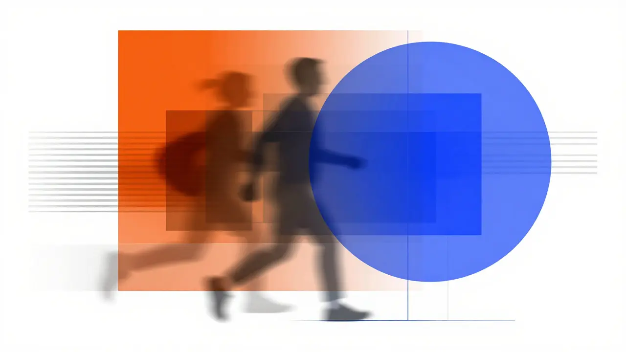 Composition abstraite Bauhaus symbolisant l'anonymat et la rapidité des transactions numériques.