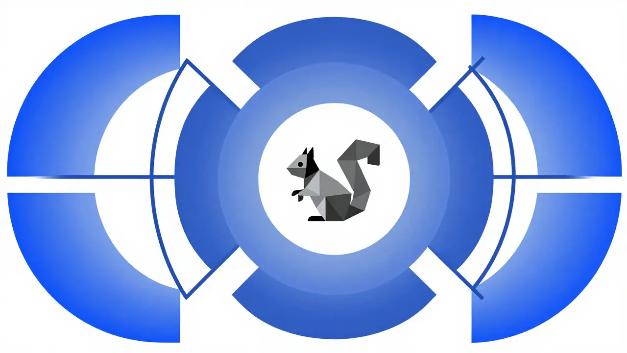Composition Bauhaus illustrant la rapidité de la blockchain Solana et le jeton KAKA.