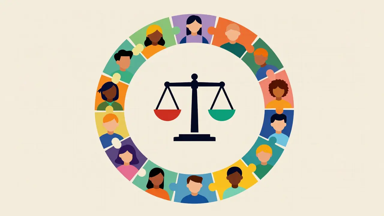 Composition Bauhaus symbolisant la gouvernance collective d'une DAO.