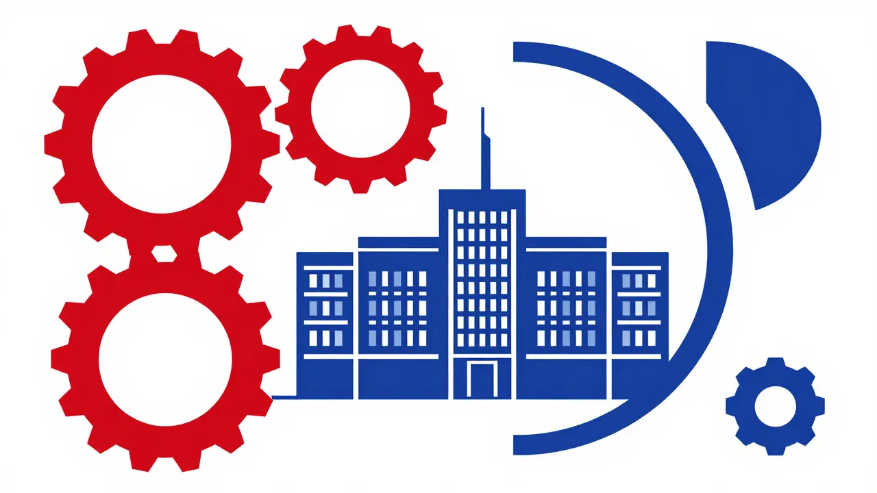 Composition géométrique Bauhaus représentant la réglementation MiCA et la banque centrale portugaise.