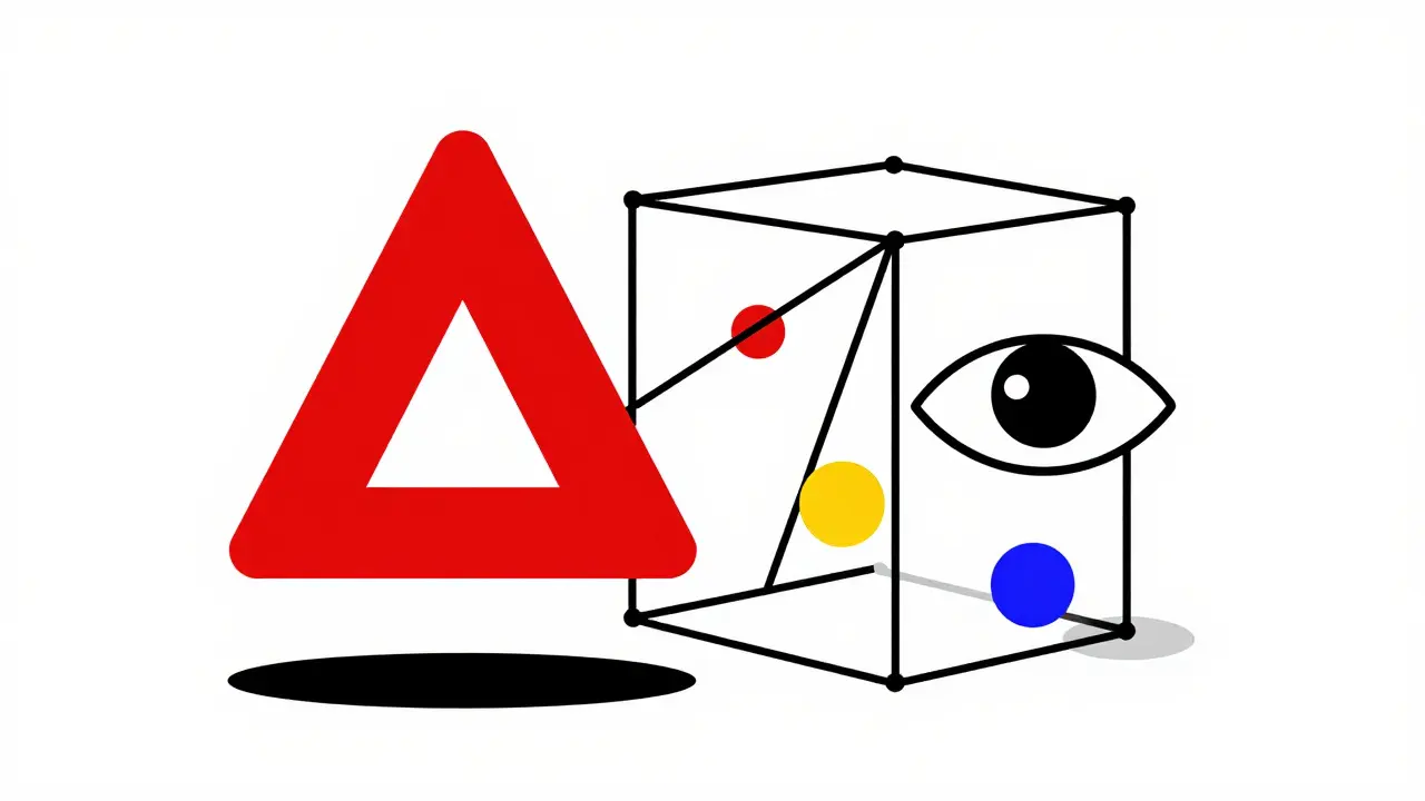 Illustration Bauhaus d'un protocole DeFi sous pression, symbolisant les risques et la surveillance IA.