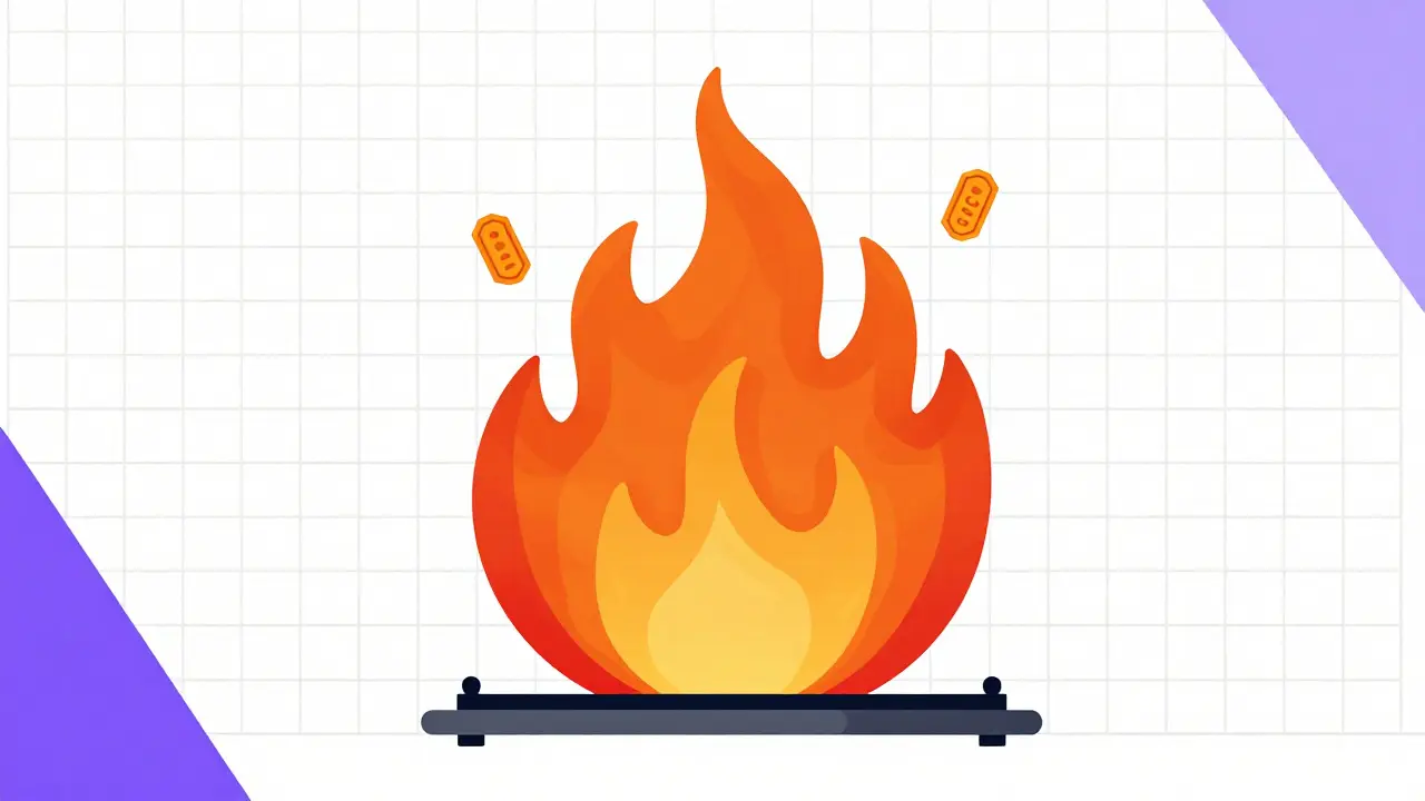 Représentation abstraite style Bauhaus de la combustion des jetons SCA sur Polygon.