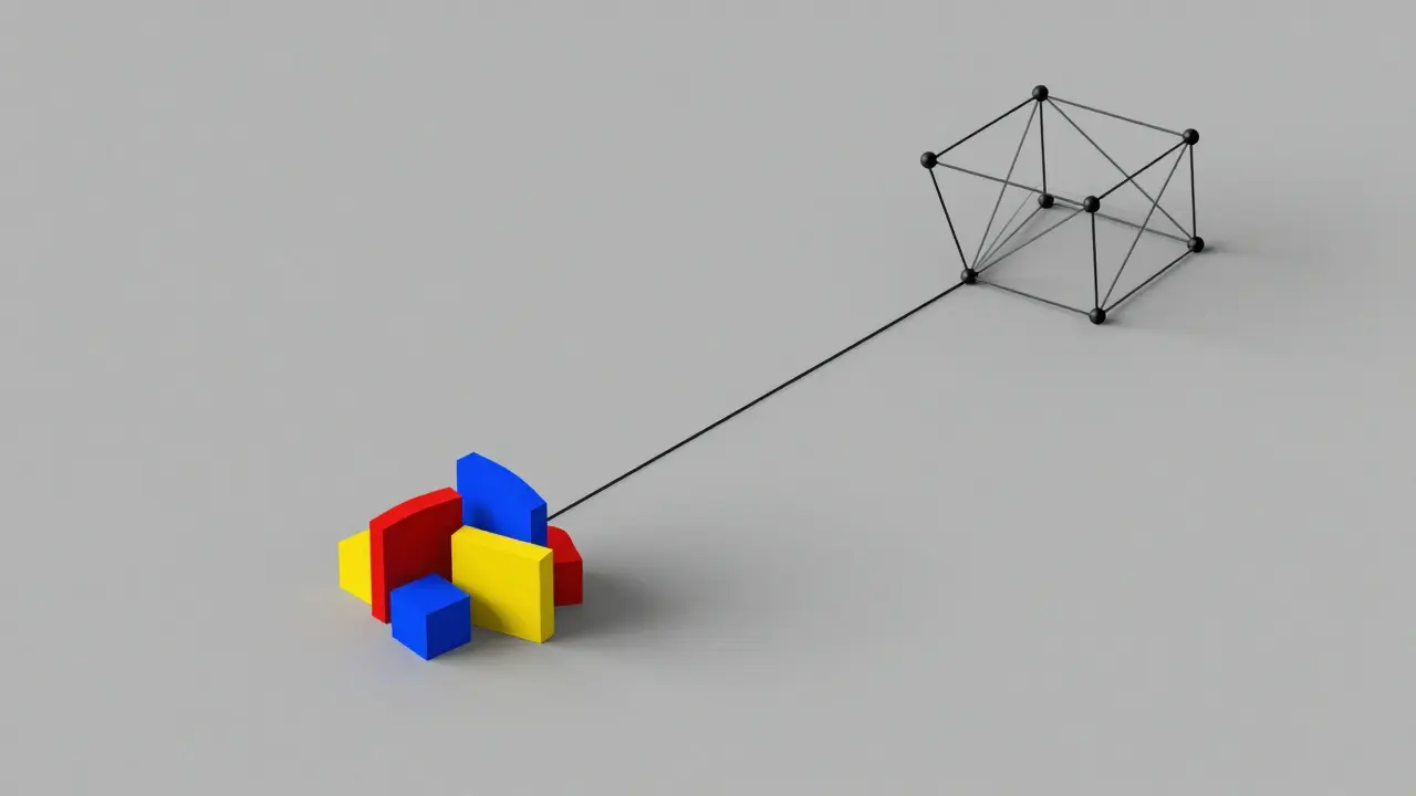 Abstrait Bauhaus : paires limitées isolées sur un plan gris