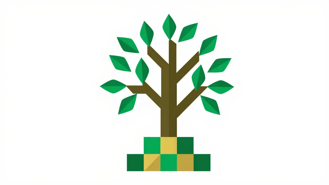 Illustration Bauhaus : arbre abstrait de blocs pour des rendements durables
