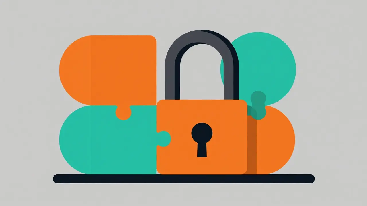Puzzle mécanique abstrait représentant le staking crypto