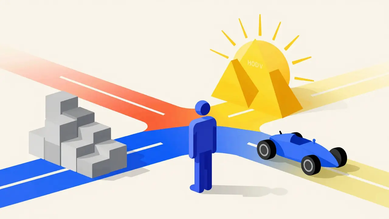 Schéma Bauhaus illustrant les choix stratégiques pour gérer les tokens REVV obtenus.