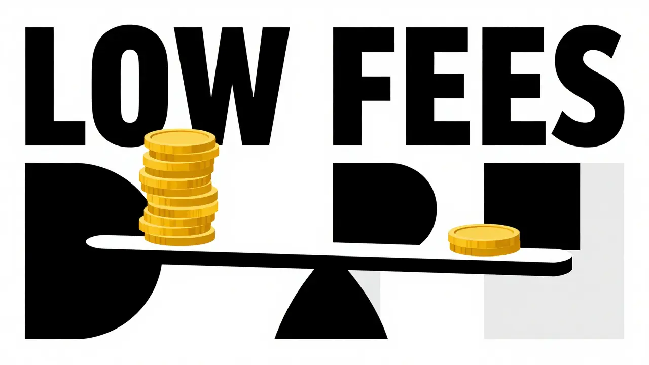 Balance équilibrée illustrant des frais de trading bas