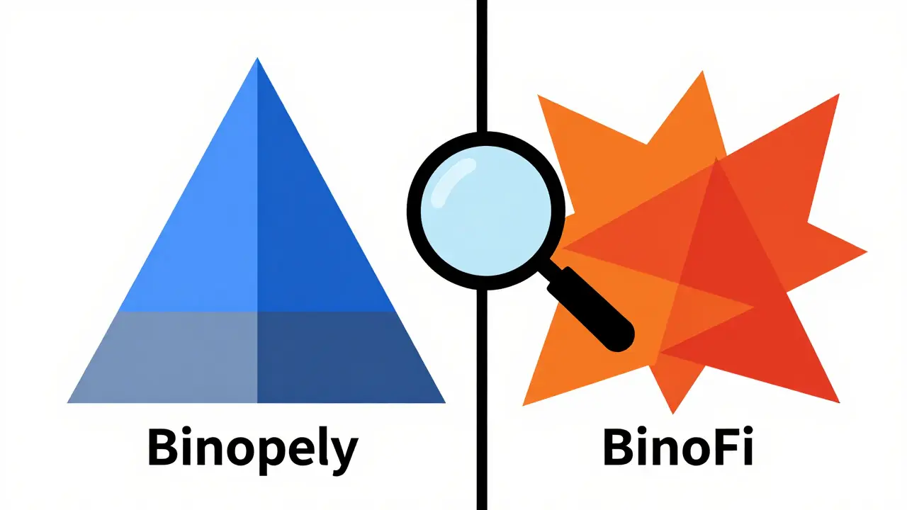 Comparaison géométrique Bauhaus entre Binopoly légitime et les arnaques BinoFi
