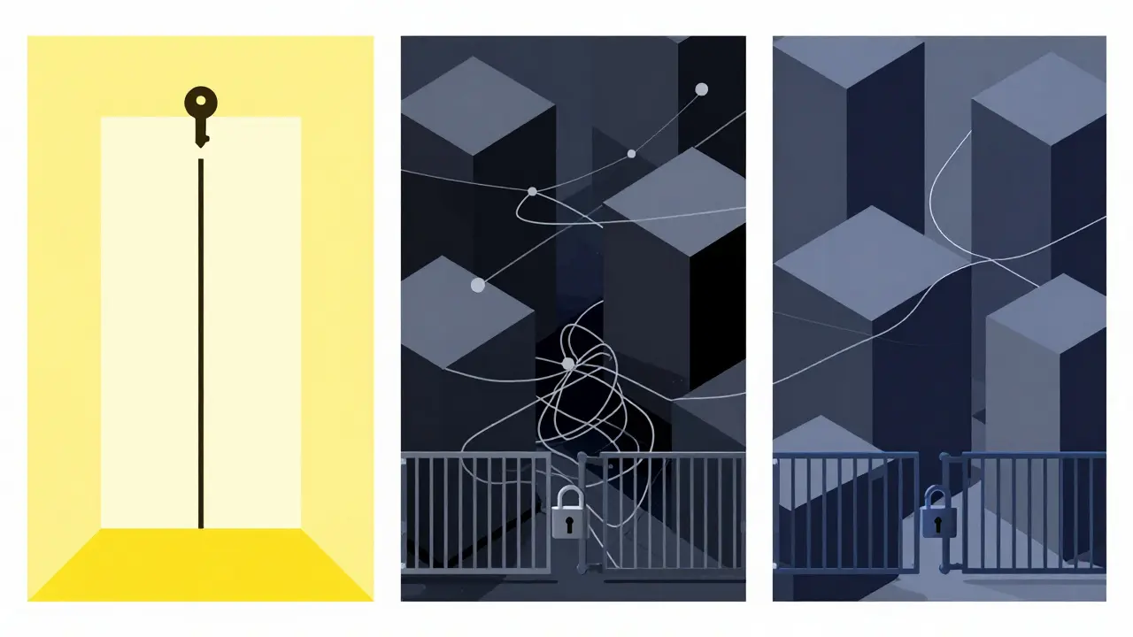 Comparaison visuelle en style Bauhaus : simplicité de HashLand vs complexité des autres airdrops