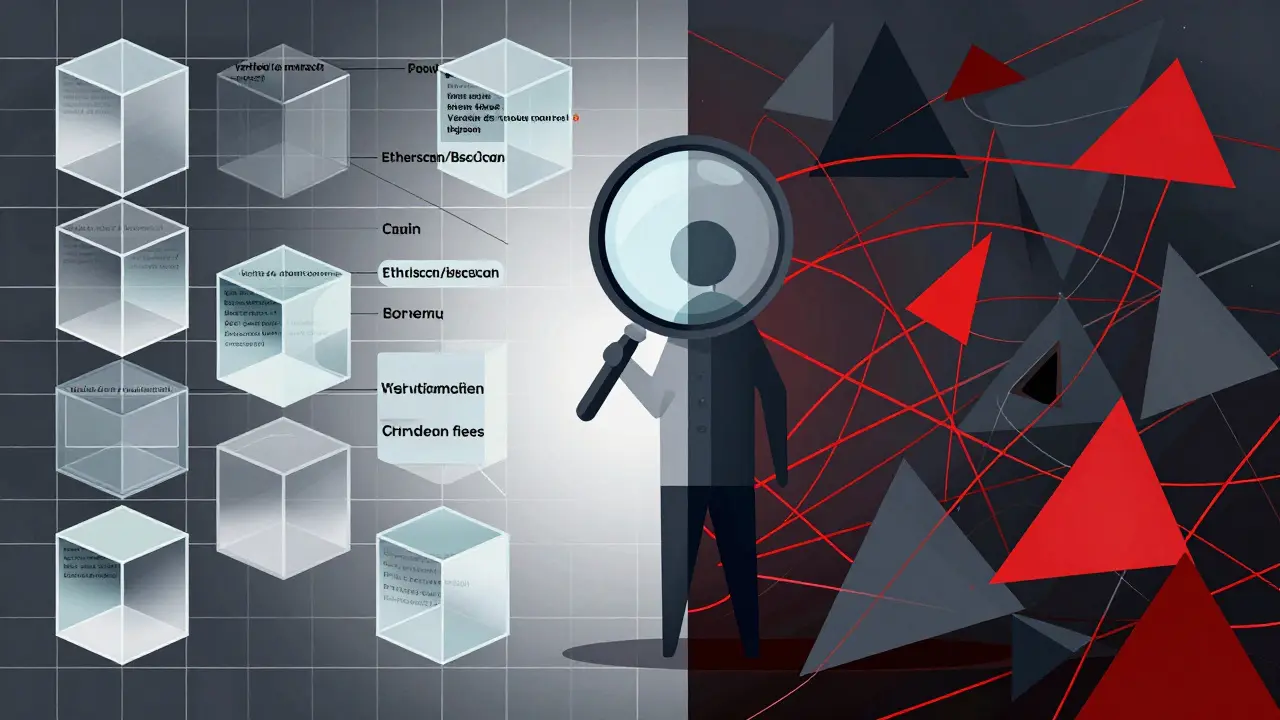 Contraste géométrique entre contrats vérifiés et arnaques crypto
