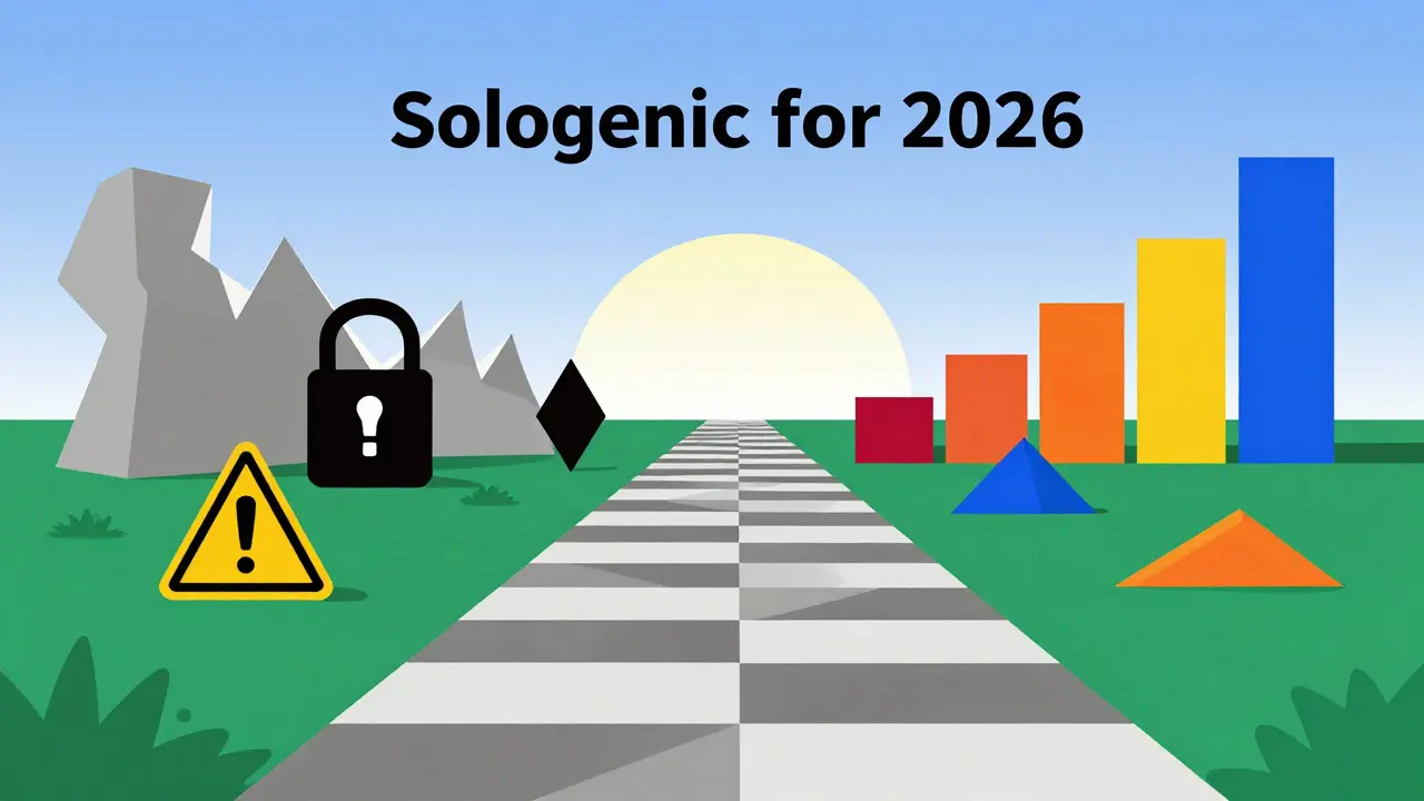 Représentation abstraite des risques et opportunités futures Sologenic