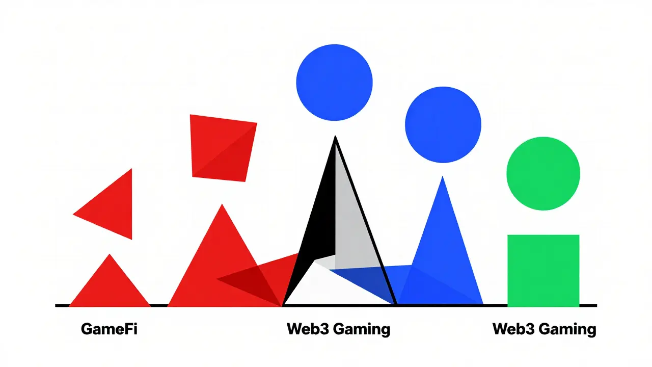 Évolution du GameFi vers le Web3 Gaming en style géométrique