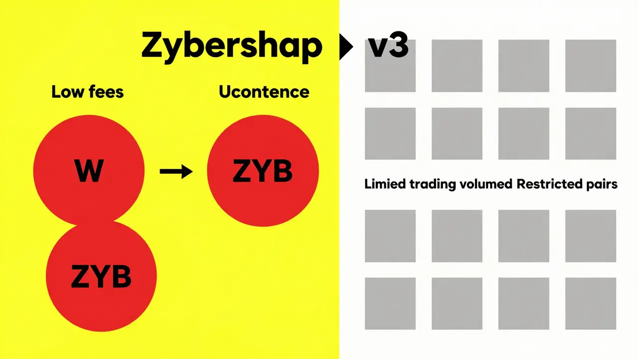 Formes géométriques montrant les avantages et inconvénients de Zyberswap