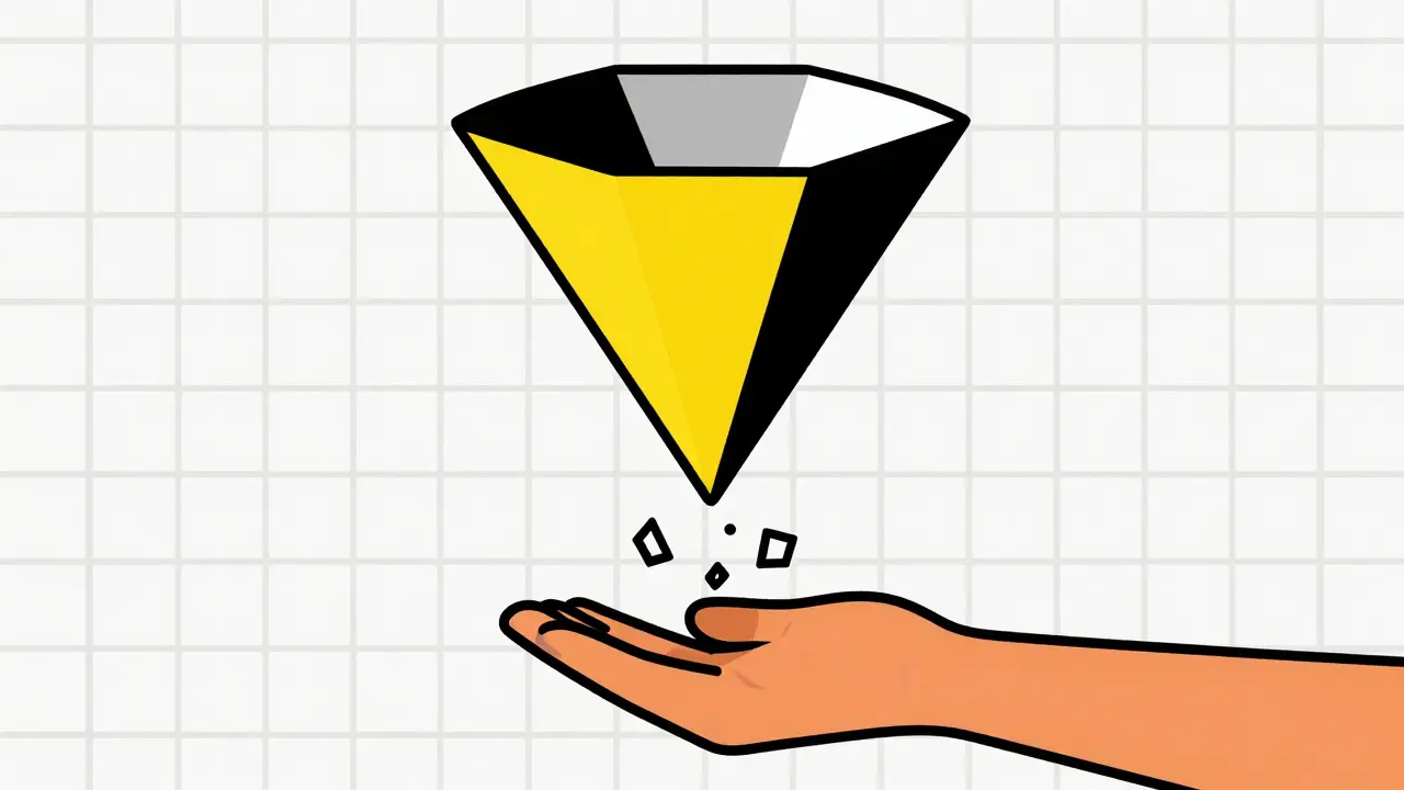 Main vide sous un entonnoir abstrait symbolisant l'airdrop nul