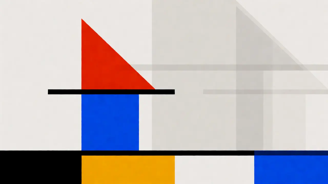 Composition Bauhaus montrant des formes instables symbolisant le risque d'investissement.