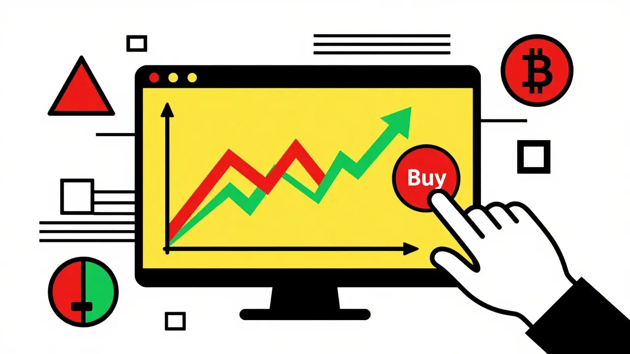 Interface de trading abstraite en style Bauhaus avec graphiques et formes géométriques