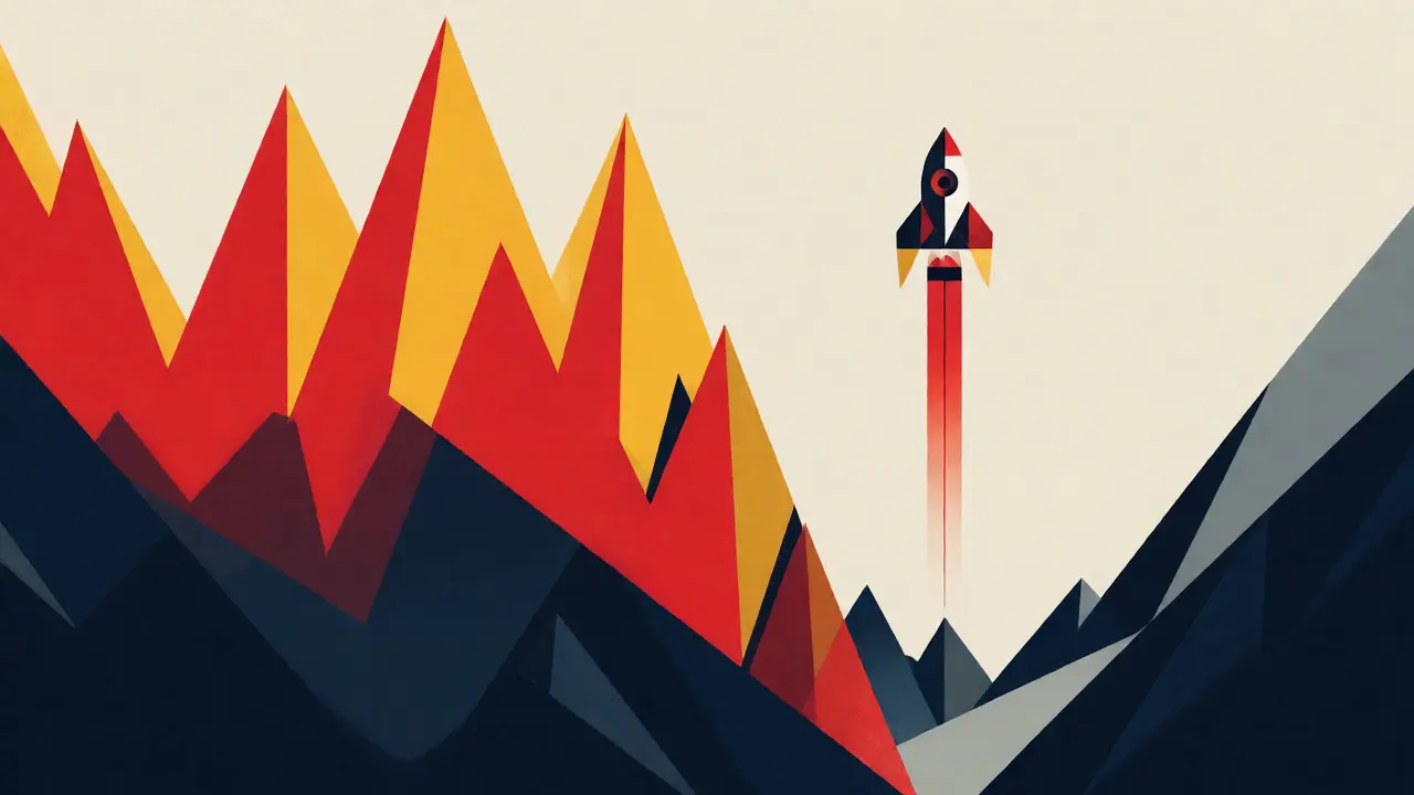 Graphique abstrait Bauhaus montrant le pic et le krach du prix JWIF