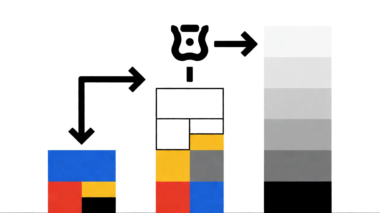 Représentation géométrique des offres en circulation, totale et maximale en style Bauhaus.