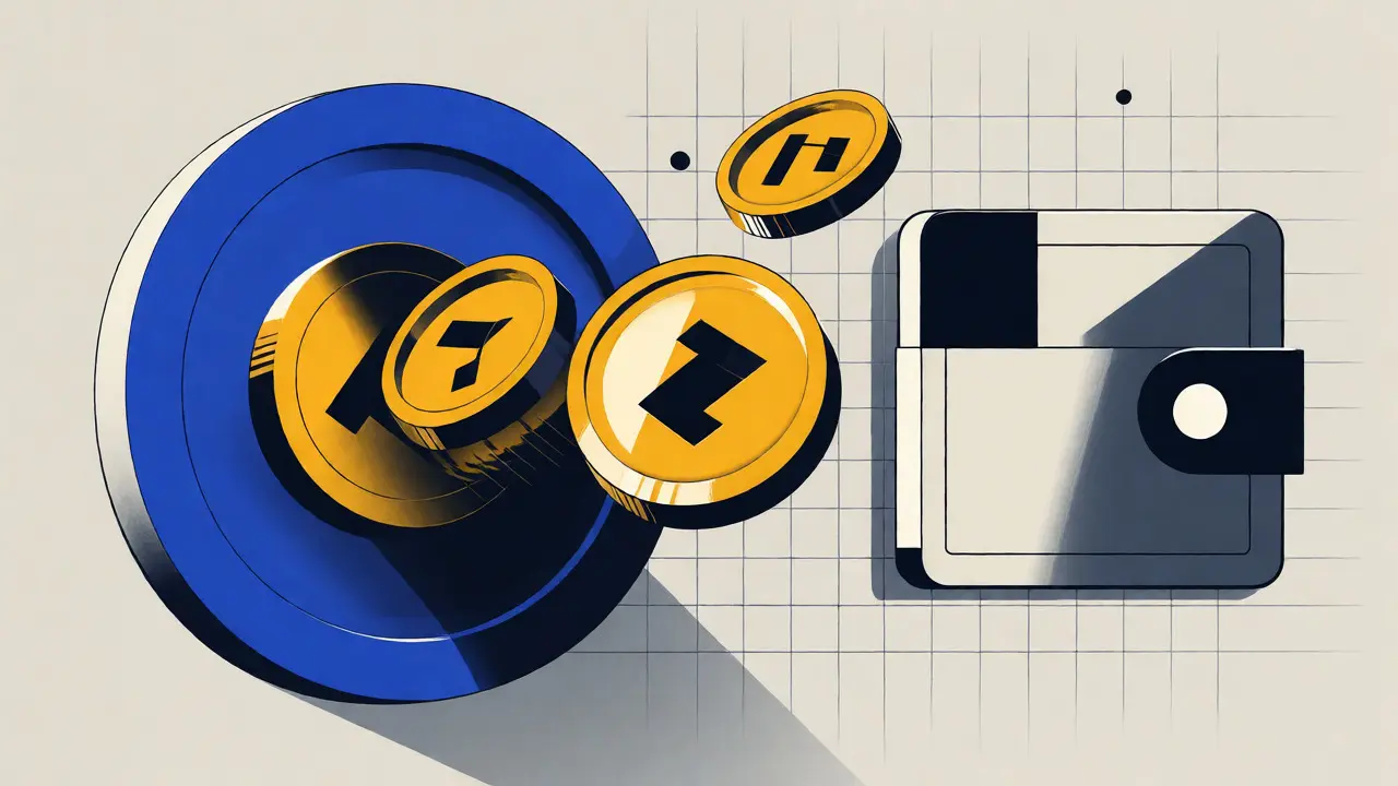 Représentation graphique du flux de tokens APTR sur le réseau Arbitrum en style Bauhaus.