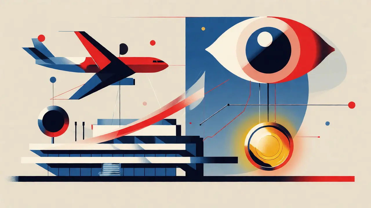 Concept Bauhaus d'une assurance voyage paramétrique avec paiement automatique via oracles.