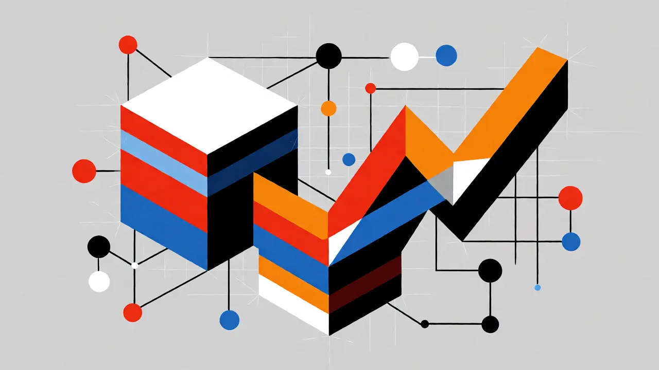 Fusion artistique style Bauhaus entre analyse fondamentale et technique sous forme de formes géométriques équilibrées.