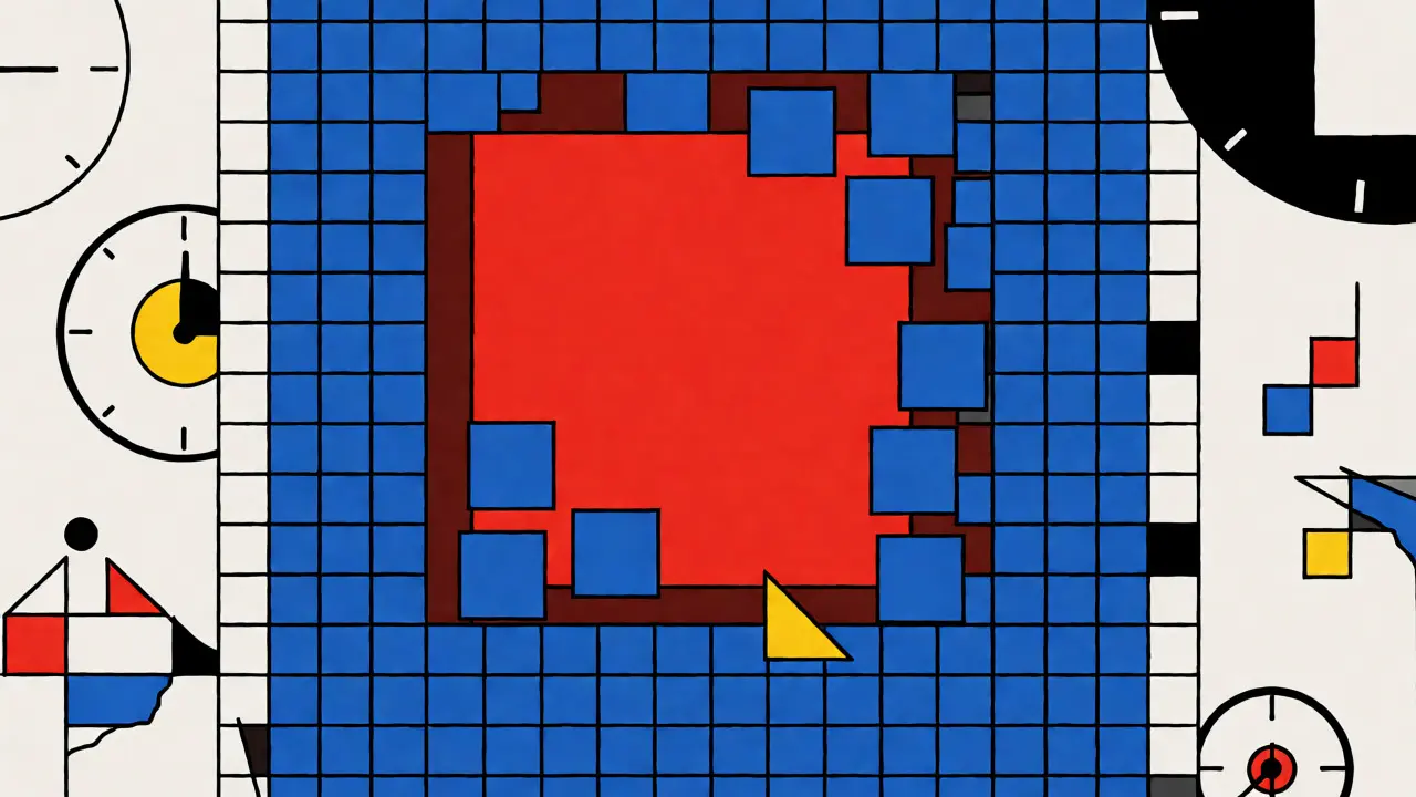 Métaphore visuelle du slippage et de la liquidité en style Bauhaus