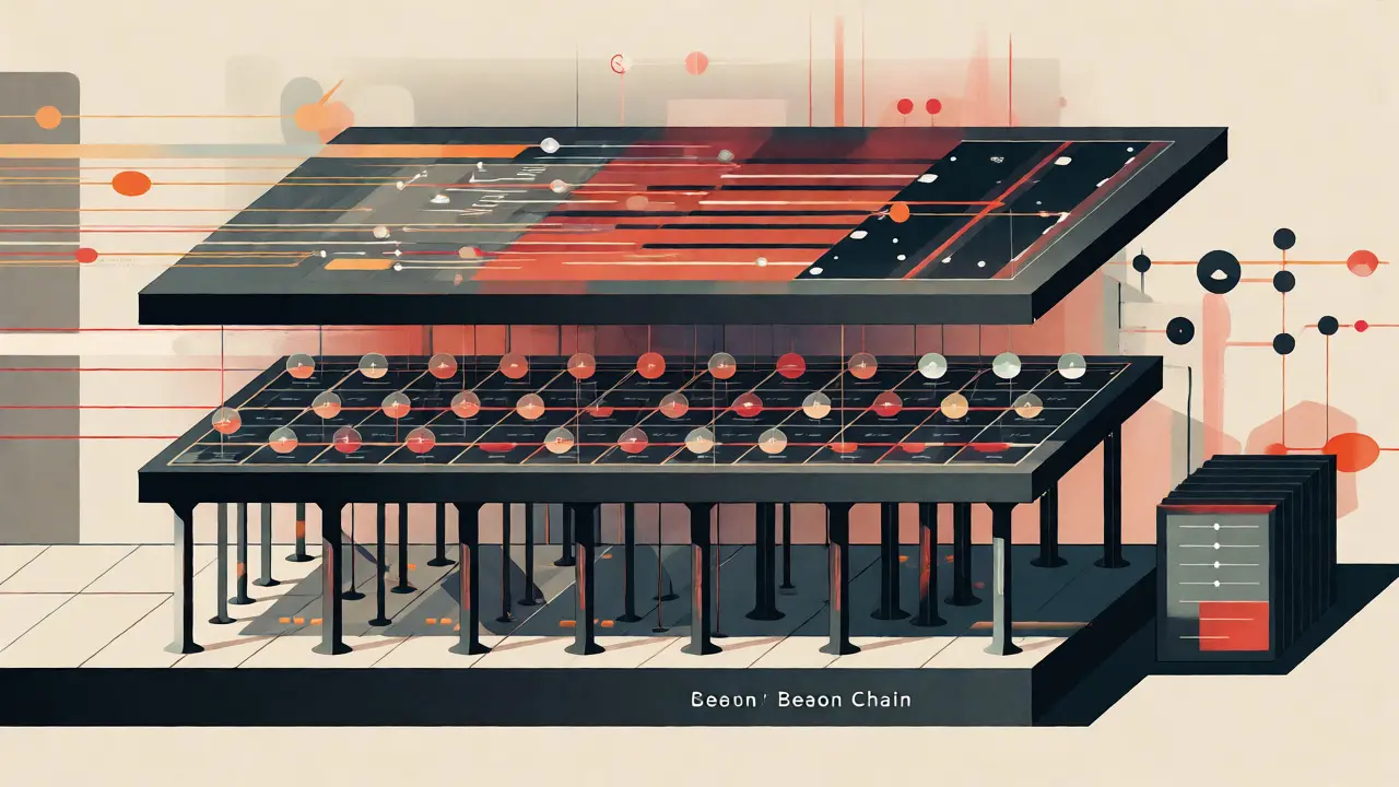 Représentation graphique en style Bauhaus des couches techniques de la chaîne BNB.