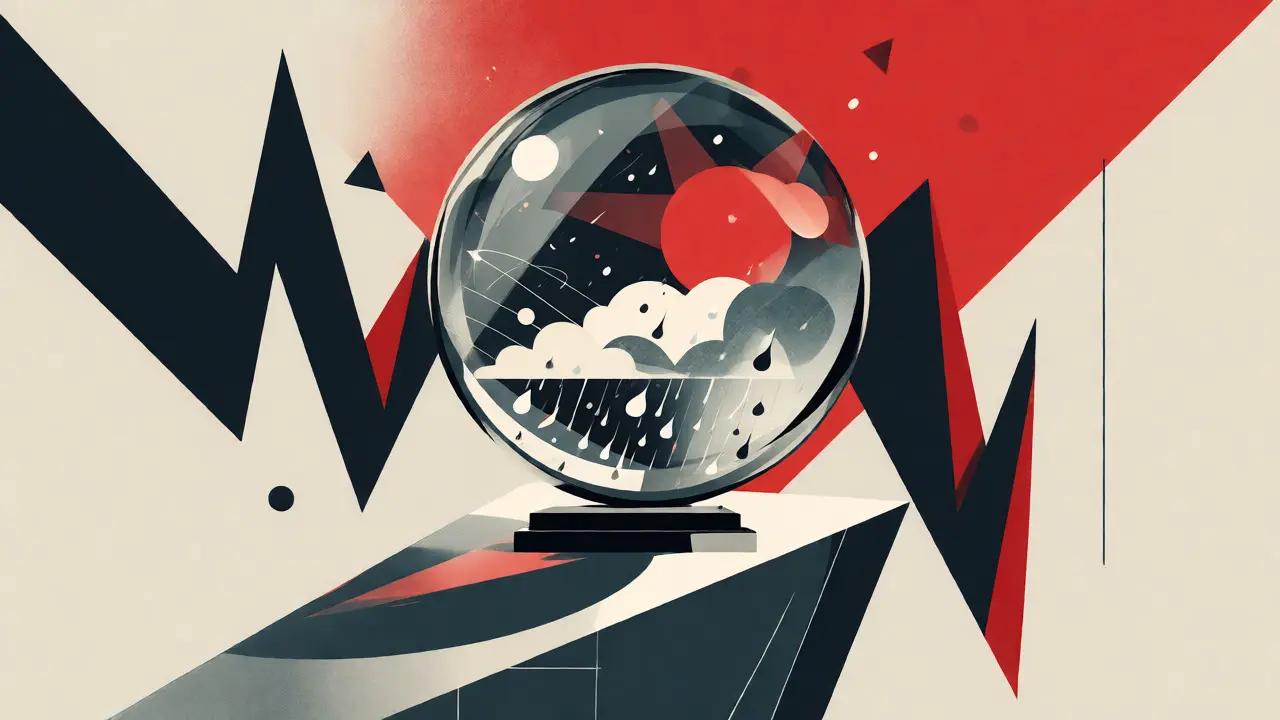 Représentation visuelle de la volatilité et des risques du token crypto CA en style Bauhaus.